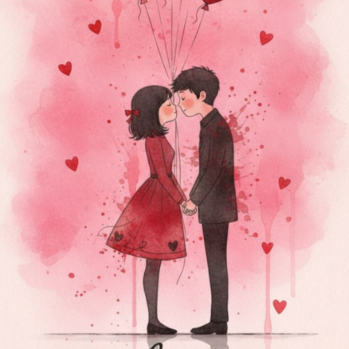 Cute Watercolor Couple Illustration