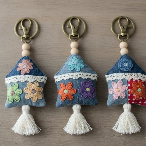 Denim Keychains Diy
