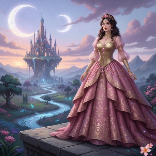 Gold and Pink Gown Fantasy Art
