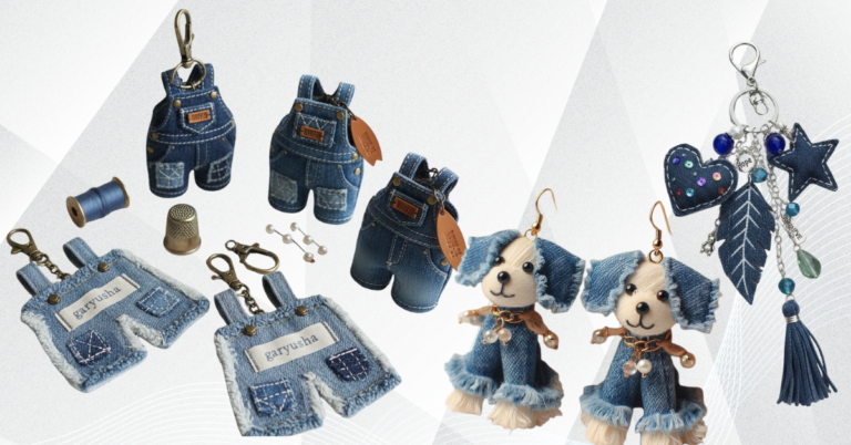 Denim Backpack Keychains